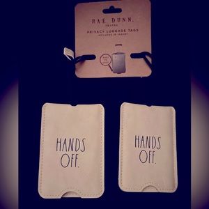 Rae Dunn luggage tags “Hands Off”